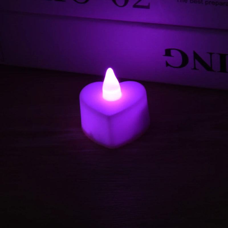 Bougie LED Chauffe Plat Cœur en Lot Rose