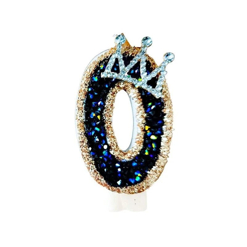 Bougie Anniversaire Chiffre Couronne Noir et Or