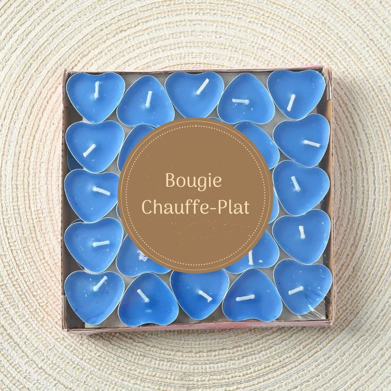 Bougie Décorative Chauffe Plat Chic, de couleur bleue.