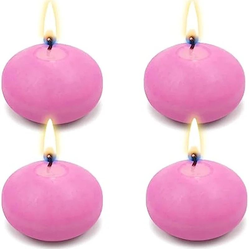 Bougie Décorative Flottante, de couleur rose et sur fond blanc.