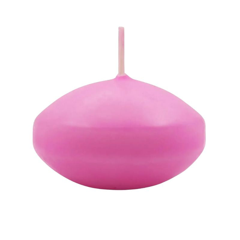 Bougie Décorative Flottante, bougie seule, de couleur rose et sur fond blanc.