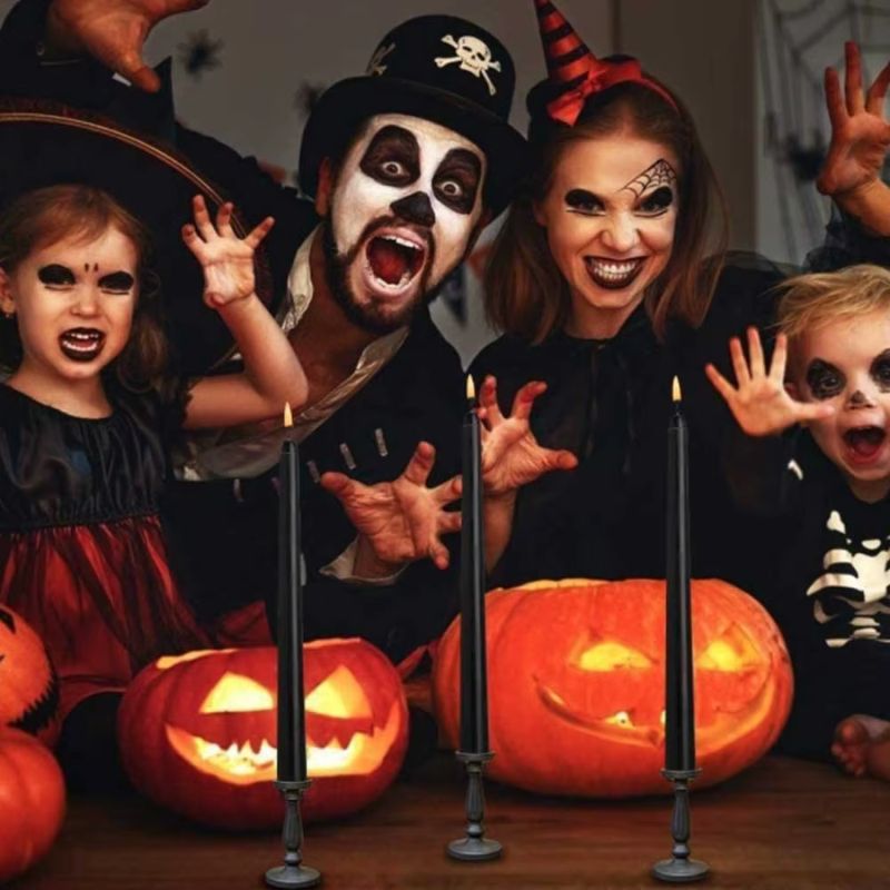 Bougie Halloween LED Chandelier Noir, ambiance d’Halloween.