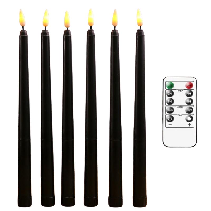 Bougie Halloween LED Chandelier Noir, sur fond noir.