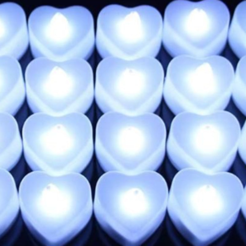 Bougie Led Chauffe Plat Cœur en Lot Blanc