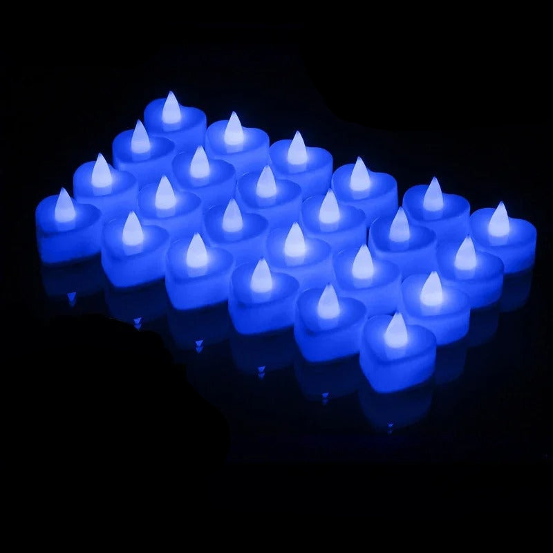 Bougie Led Chauffe Plat Cœur en Lot Bleu