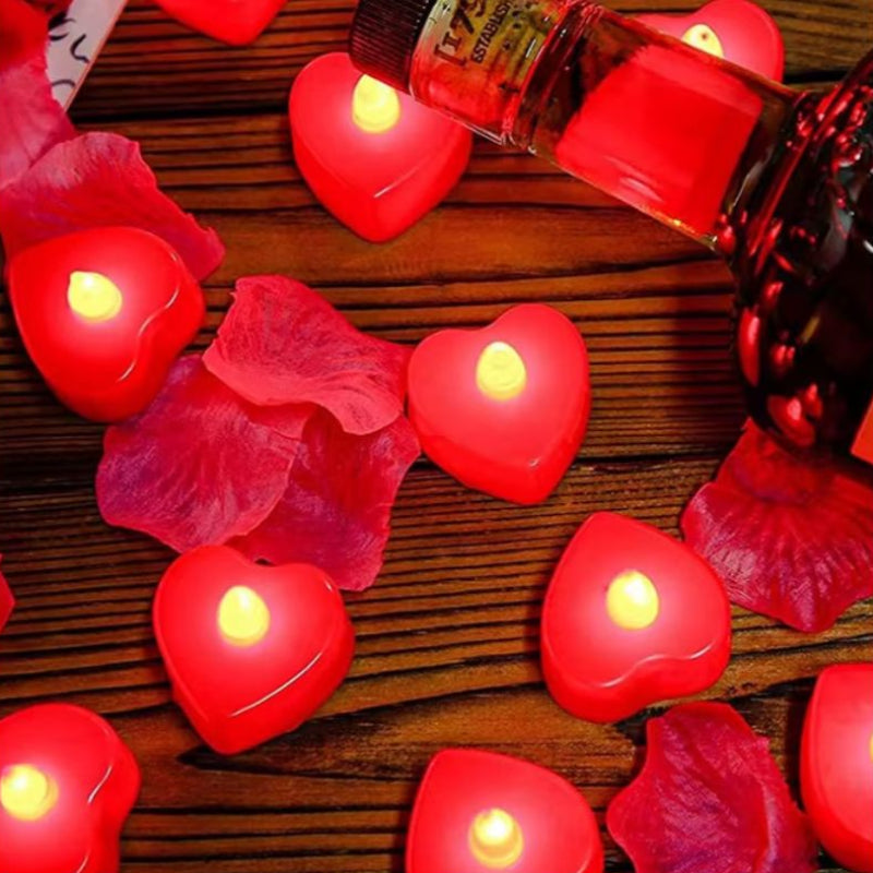 Bougie Led Chauffe Plat Cœur en Lot Rouge