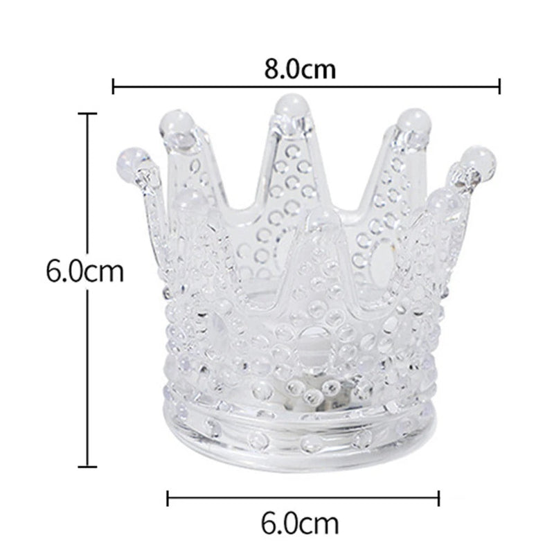Bougie De Noël LED Couronne, de couleur transparente, sur fond blanc et avec ses dimensions.