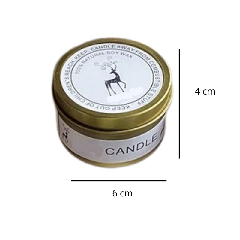 Bougie Parfumée Fleur Sèche et Cristal de Sel Coloré, avec ses dimensions et sur fond blanc.