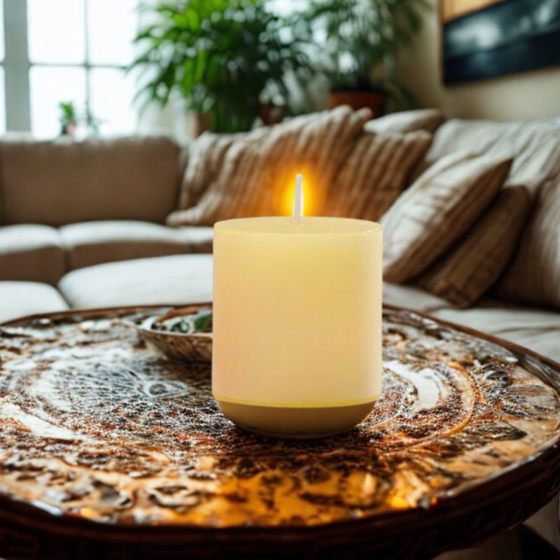 Bougie Pilier Jaune Vibrant