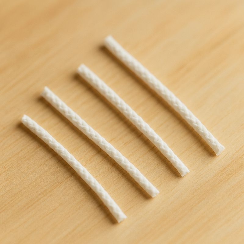 Coffret Bougies Perles Prestige, description des mèches à planter. Sur fond beige clair.