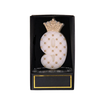 Bougie Anniversaire Chiffre Couronne Blanche et Or