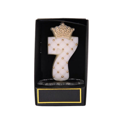 Bougie Anniversaire Chiffre Couronne Blanche et Or