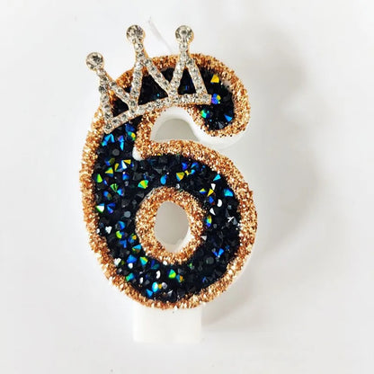Bougie Anniversaire Chiffre Couronne Noir et Or