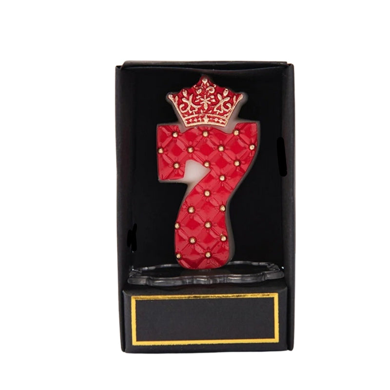 Bougie Anniversaire Chiffre Couronne Rouge et Or