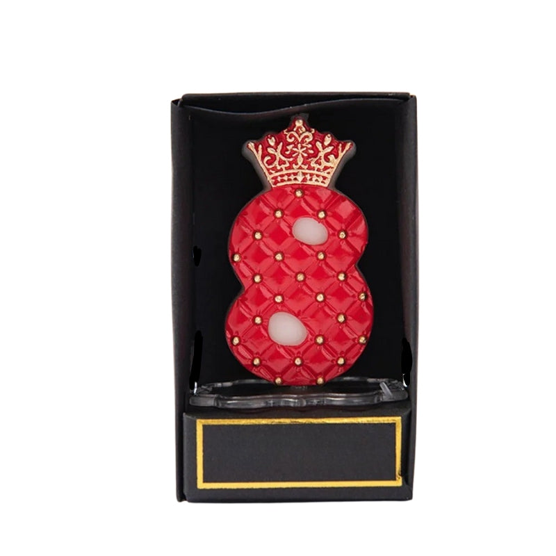 Bougie Anniversaire Chiffre Couronne Rouge et Or