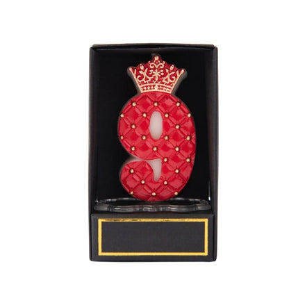 Bougie Anniversaire Chiffre Couronne Rouge et Or