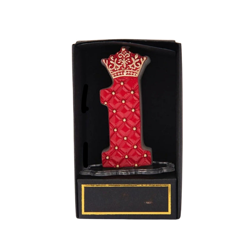 Bougie Anniversaire Chiffre Couronne Rouge et Or