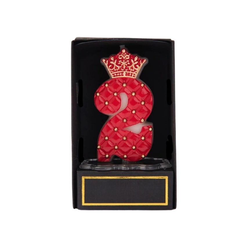 Bougie Anniversaire Chiffre Couronne Rouge et Or