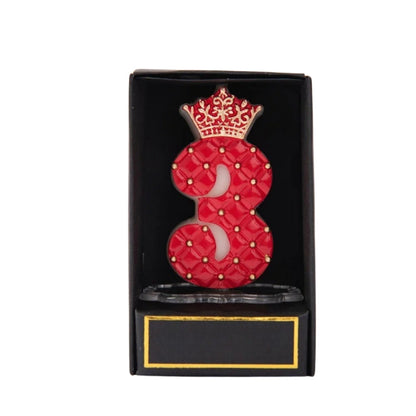 Bougie Anniversaire Chiffre Couronne Rouge et Or