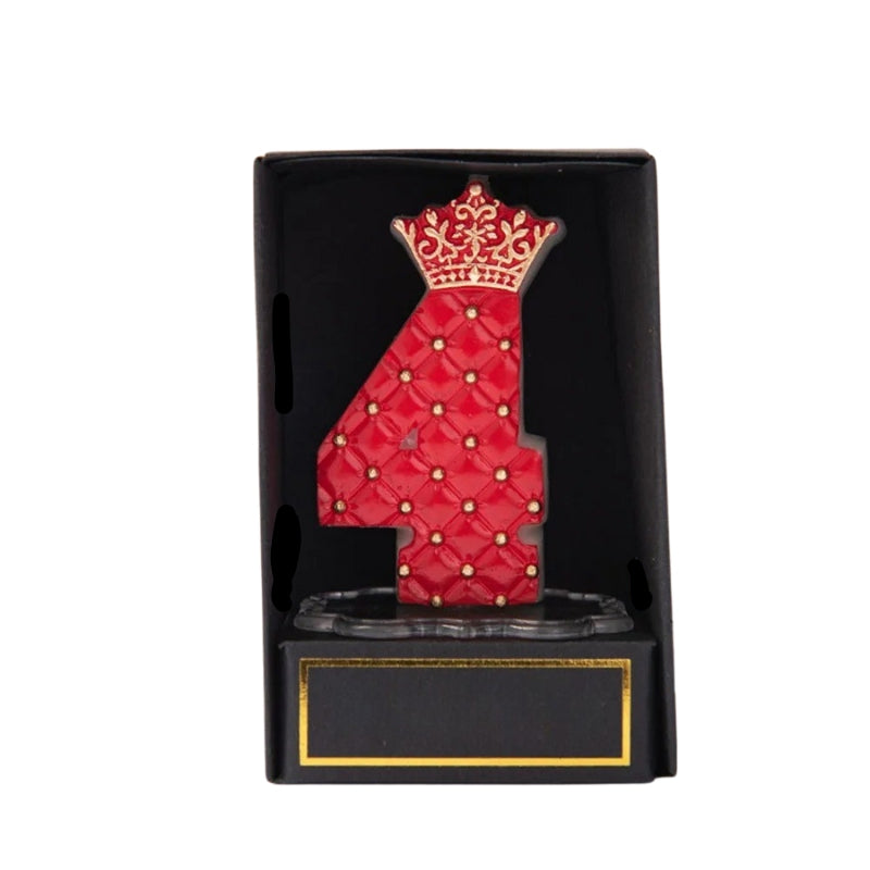 Bougie Anniversaire Chiffre Couronne Rouge et Or