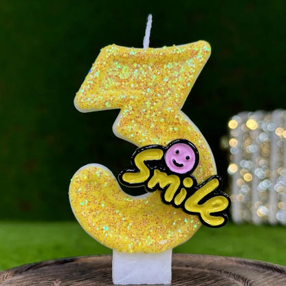 Bougie Anniversaire Chiffre Jaune et Smiley