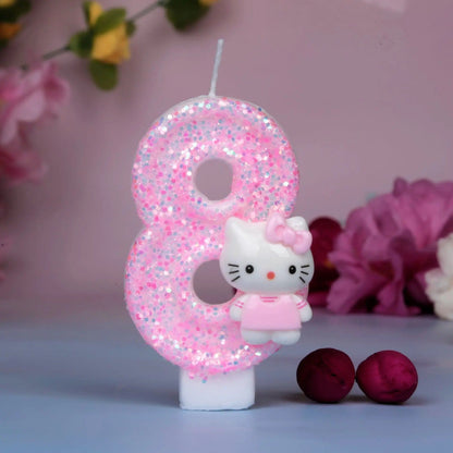 Bougie Anniversaire Chiffre Rose Pailletée Motif Adorable
