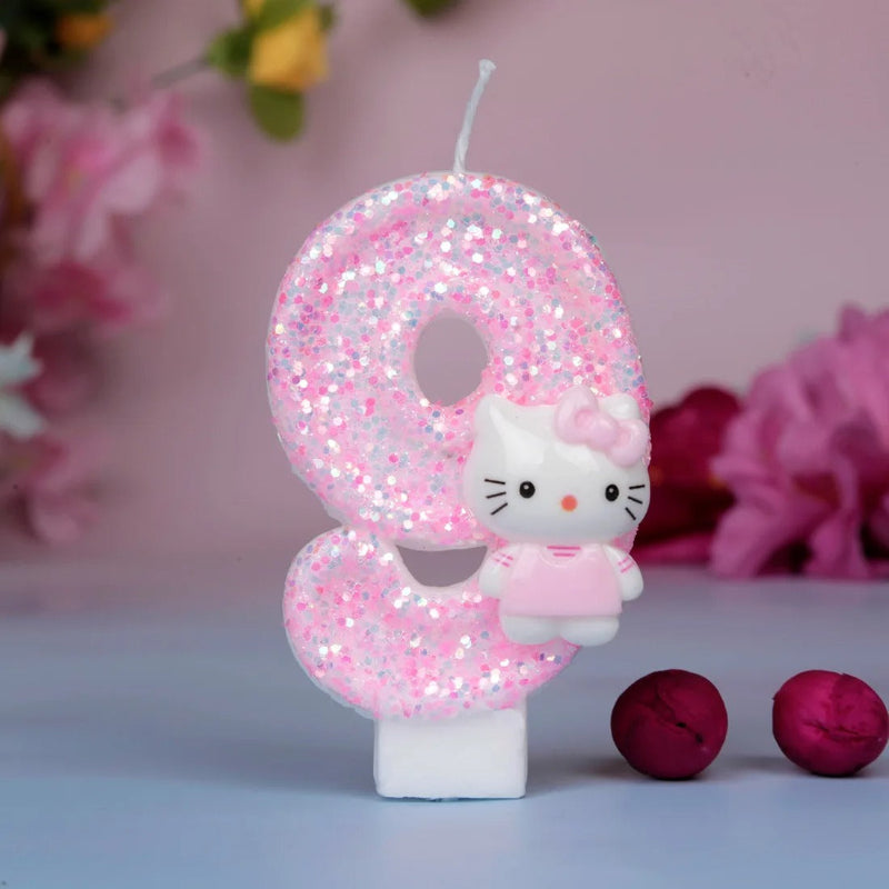 Bougie Anniversaire Chiffre Rose Pailletée Motif Adorable