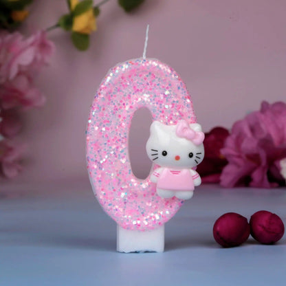 Bougie Anniversaire Chiffre Rose Pailletée Motif Adorable