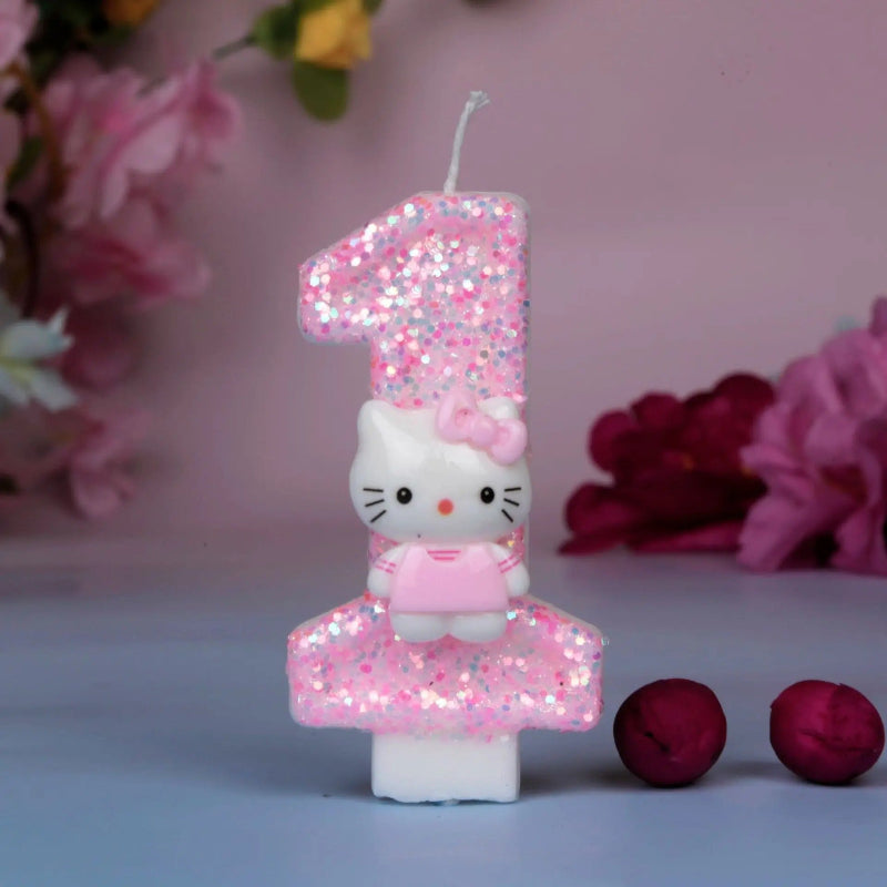 Bougie Anniversaire Chiffre Rose Pailletée Motif Adorable