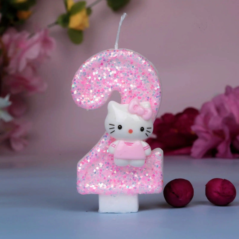 Bougie Anniversaire Chiffre Rose Pailletée Motif Adorable