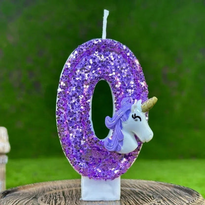 Bougie Anniversaire Chiffre Violet et Licorne