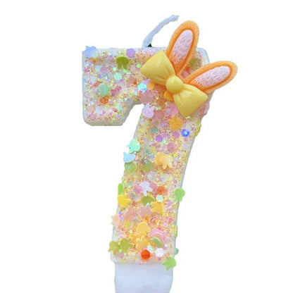 Bougie Anniversaire Douce Fantaisie, le chiffre est le 7 et sur fond blanc.