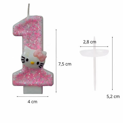 Bougie Anniversaire So Cute, avec ses dimensions et sur fond blanc. 