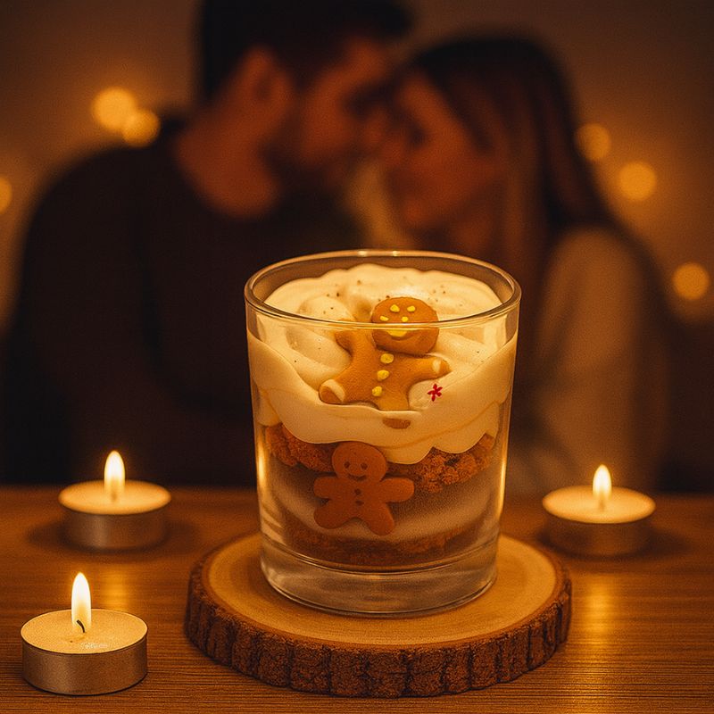 Bougie Bijou Magie Cachée, la bougie est posée sur une table en bois avec d'autres bougies chauffes plats et dans une ambiance romantique.