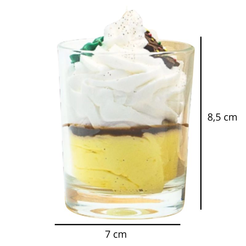 Bougie Bijou Surprise Précieuse, avec ses dimensions et sur fond blanc.