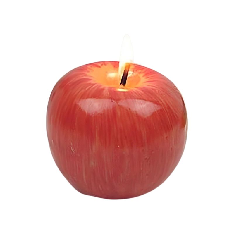 Bougie Décorative Fruit Pomme D'Amour, de couleur rouge et sur fond blanc.