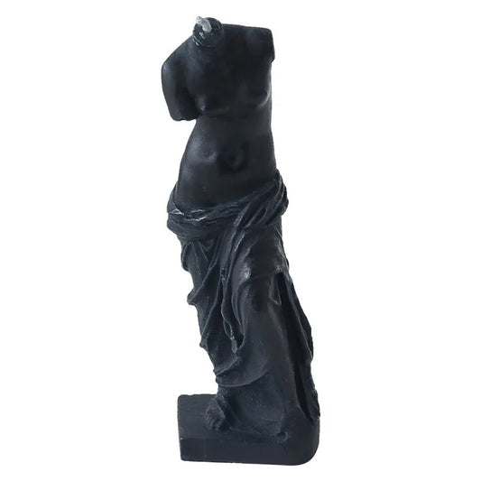 Bougie Décorative Statue, de couleur noire et sur fond blanc.