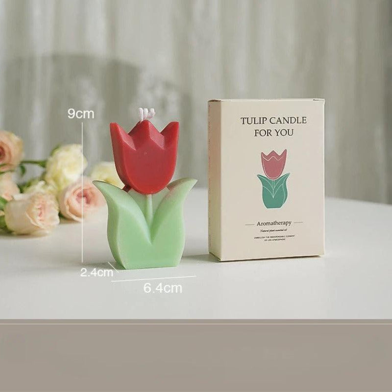 Bougie Décorative Tulipe Parfumée, de couleur rouge.