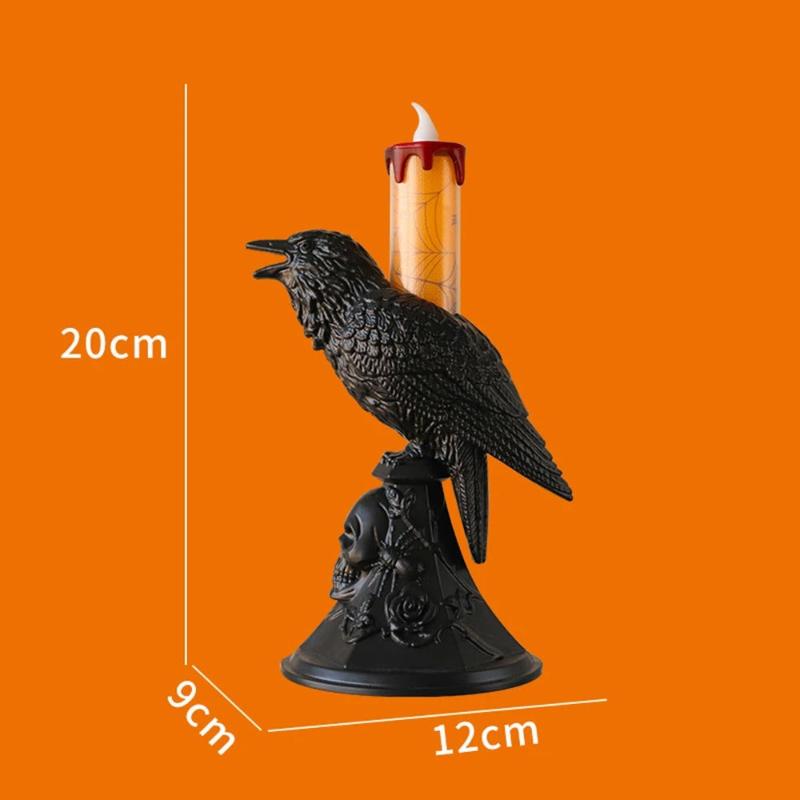 Bougie Halloween Led Corbeau Noir