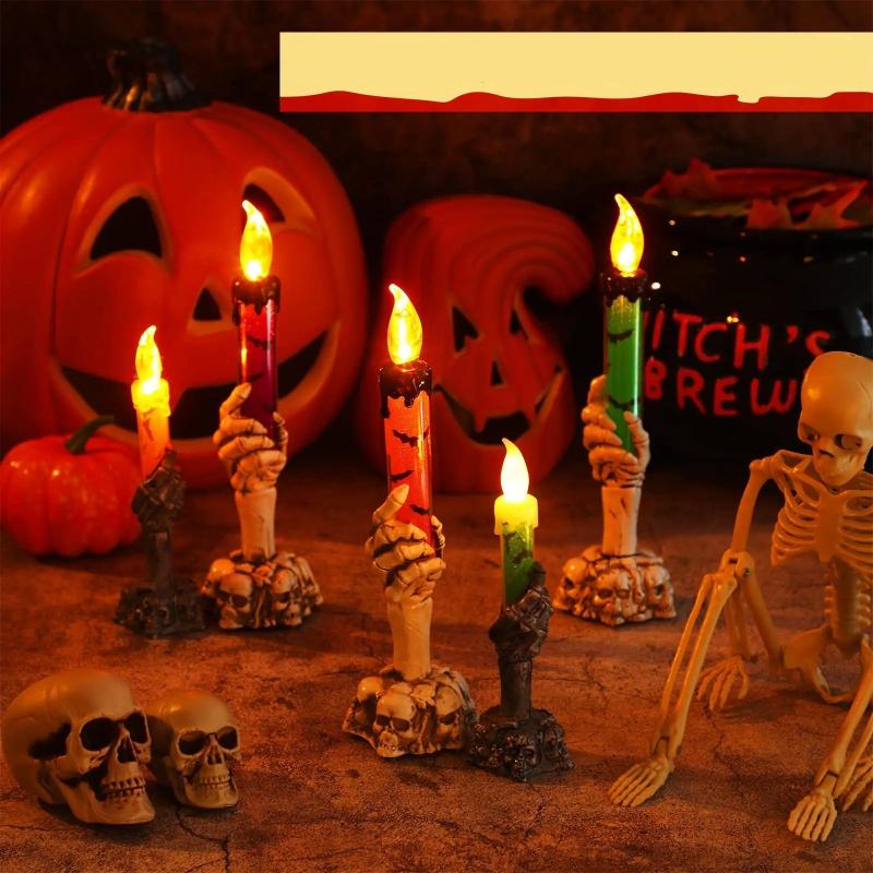 Bougie Halloween LED Tête De Mort Effrayante