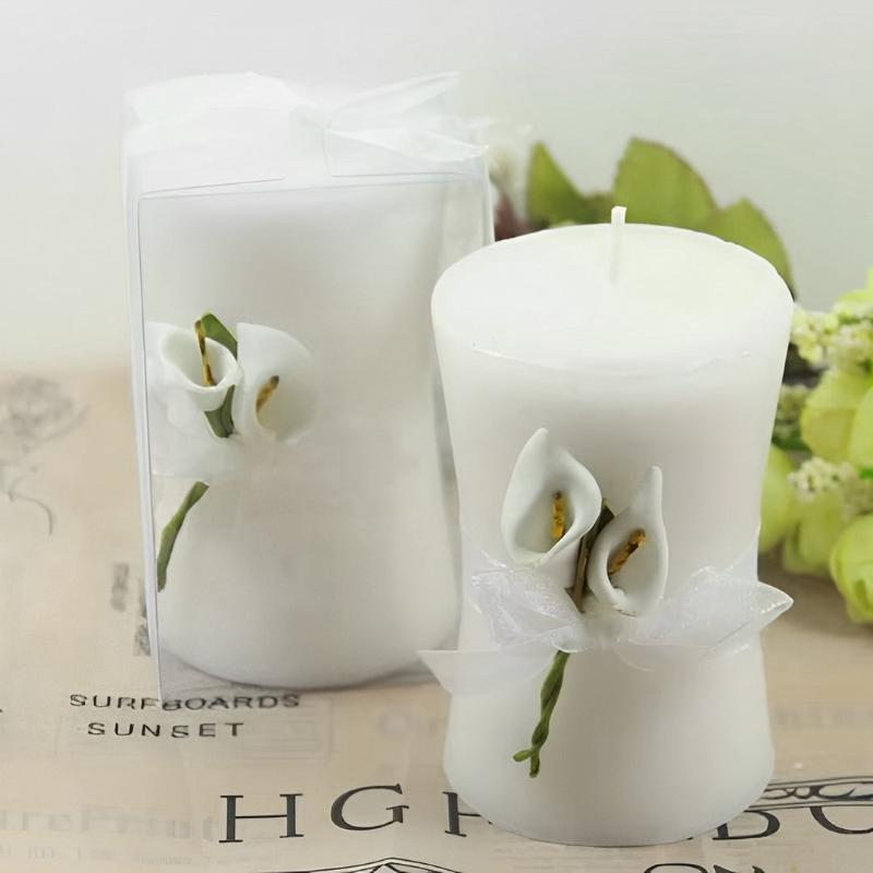 Bougie Mariage Parfumée Cylindrique Lys Blanc Lot