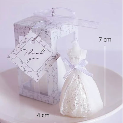 Bougie Mariage Robe de Mariée en Lot 20 pièces, avec ses dimensions.