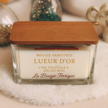 Bougie Parfumé Lueur D'Or, ambiance scandinave et chic.