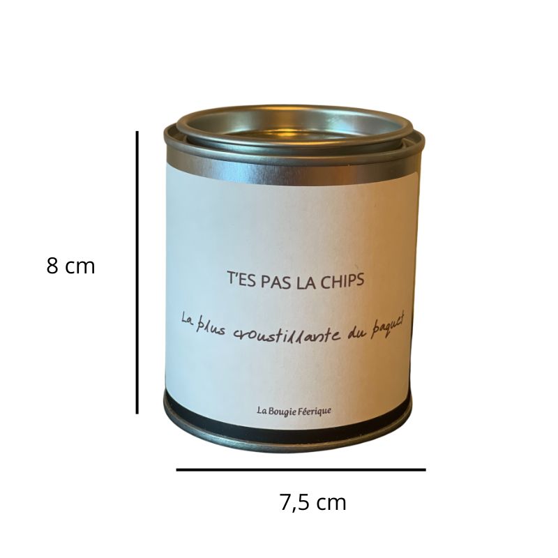 Bougie Personnalisée Message Drôle, avec ses dimensions et sur fond blanc.