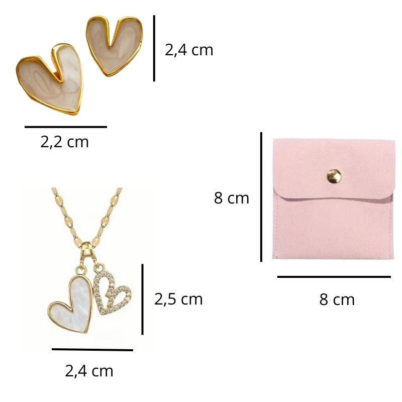 Bougie Saint Valentin Coffret Tendre Moment, avec ses dimensions et sur fond blanc.