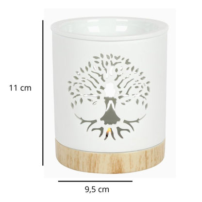Brule Parfum Arbre De Lumière, avec ses dimensions et sur fond blanc.