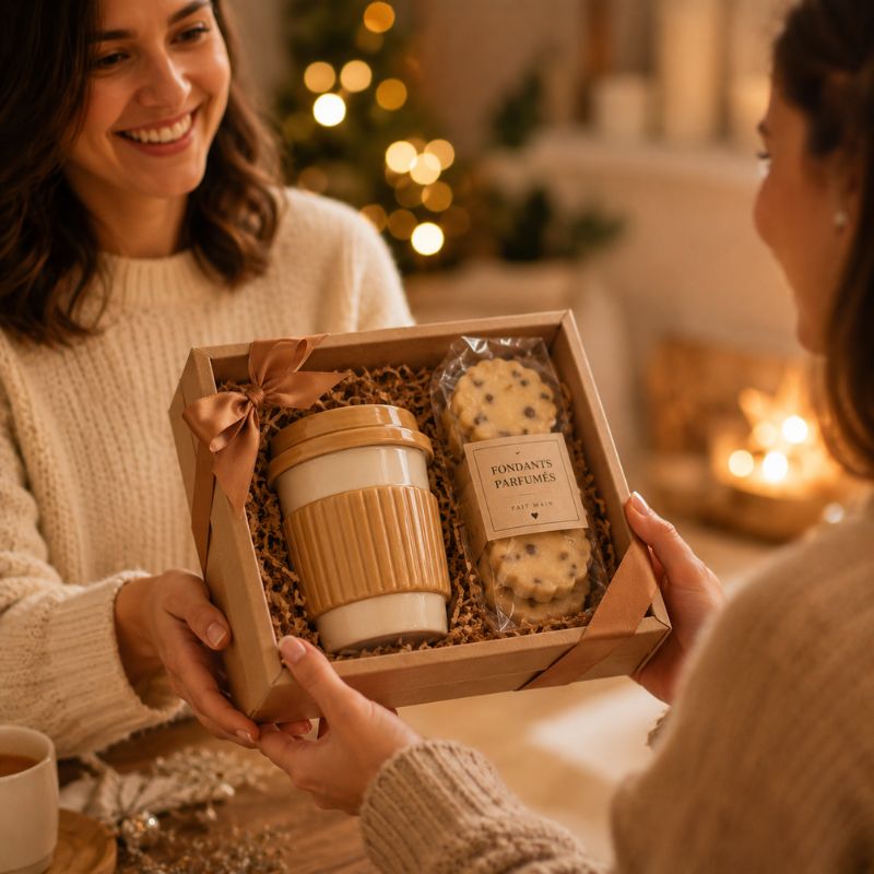 Coffret cadeau Brule Parfum Café À Emporter avec fondants parfumés prêt à offrir.