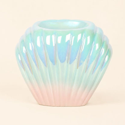 Brule Parfum Coquillage Nacré aux Reflets Irisés pour Fondants Parfumés, sur fond beige clair.