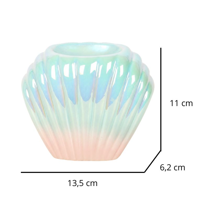 Brule Parfum Coquillage Nacré, avec ses dimensions et sur fond blanc.