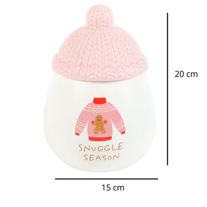 Brule Parfum Douceur Tricotée Rose, avec ses dimensions et sur fond blanc.